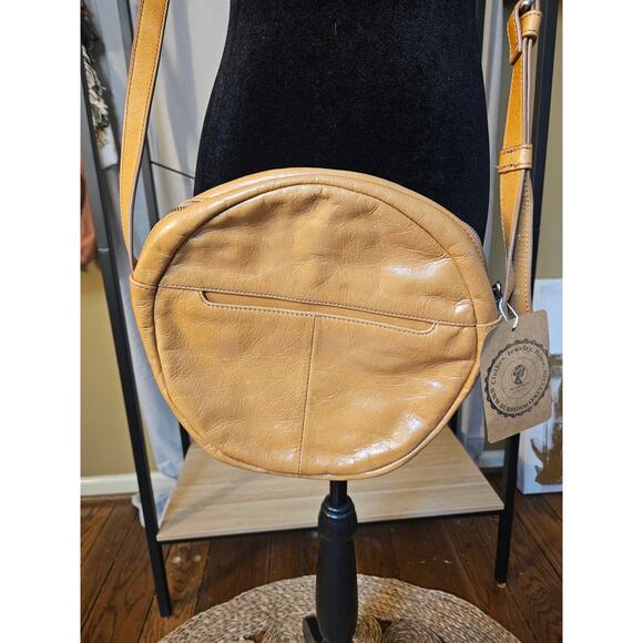 Hobo Genuine Leather Camel Round Crossbody Bag - Picture 2 of 7